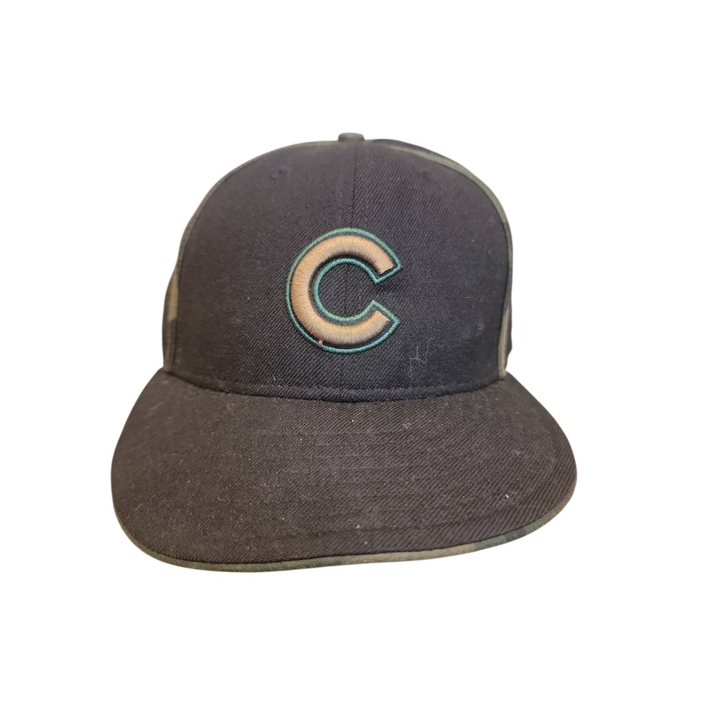 Chicago Cubs Golden MLB Baseball New Era 59Fifty Size 7 1/4 Wool Fitted Hat Cap